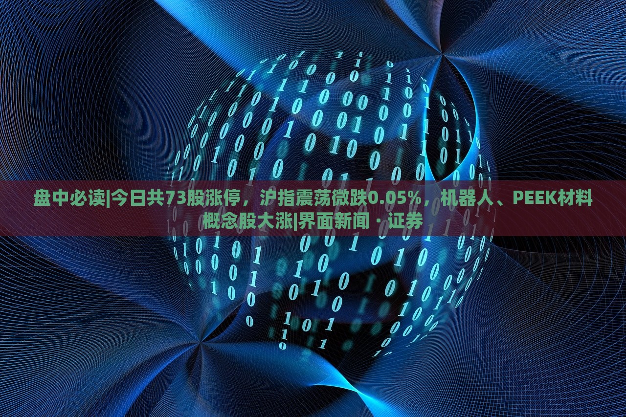 盤中必讀|今日共73股漲停，滬指震蕩微跌0.05%，機器人、PEEK材料概念股大漲|界面新聞 · 證券